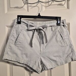 American Eagle Outfitters Black and White Striped High Waist Shorts